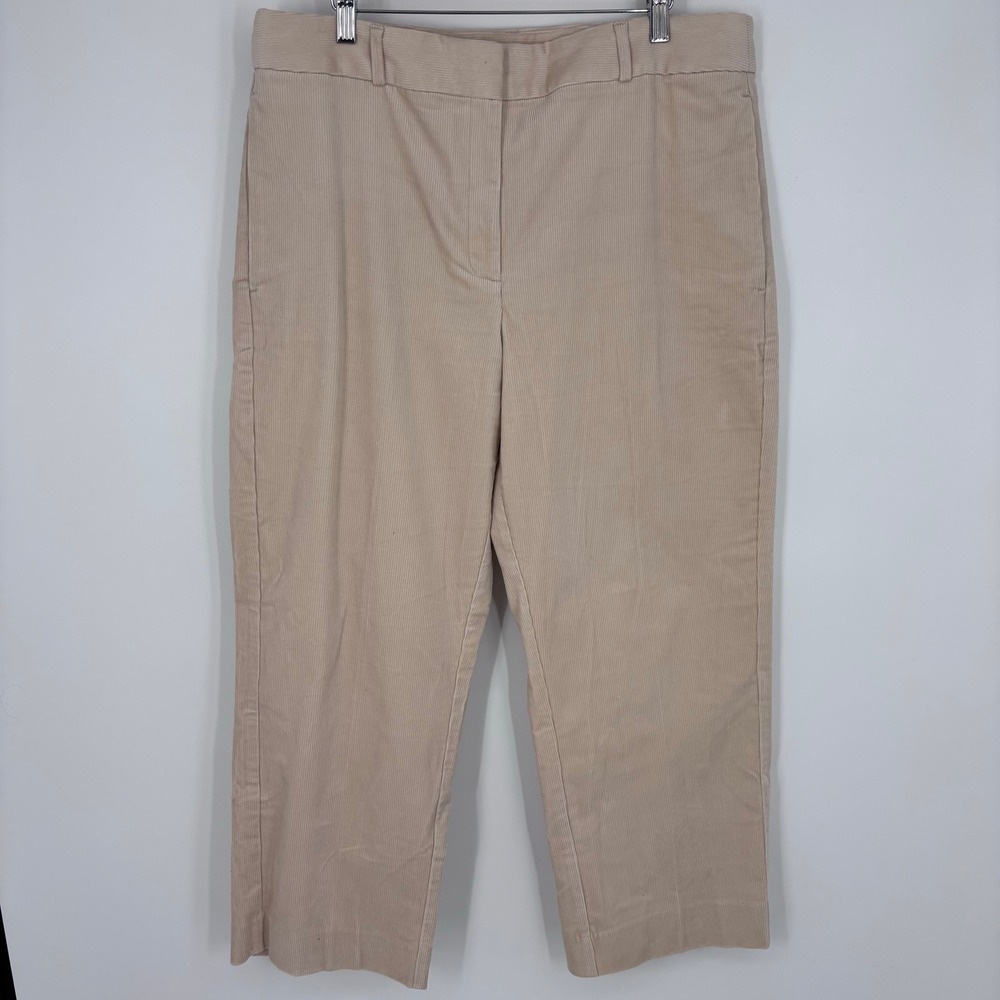 Banana Republic Cord Straight Trouser Womens 14 Oyster Pearl Beige Corduroy Pant